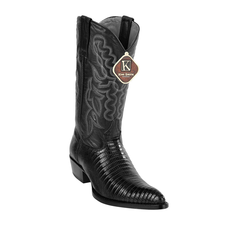 King Exotic Teju Lizard Western Boots Black