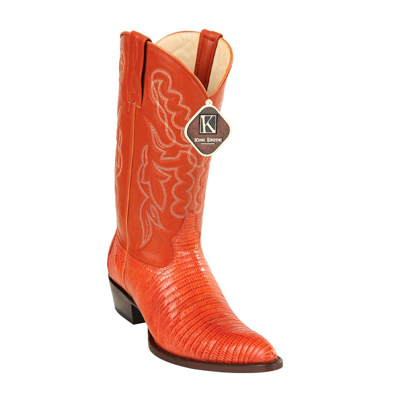 King Exotic Teju Lizard Western Boots Cognac
