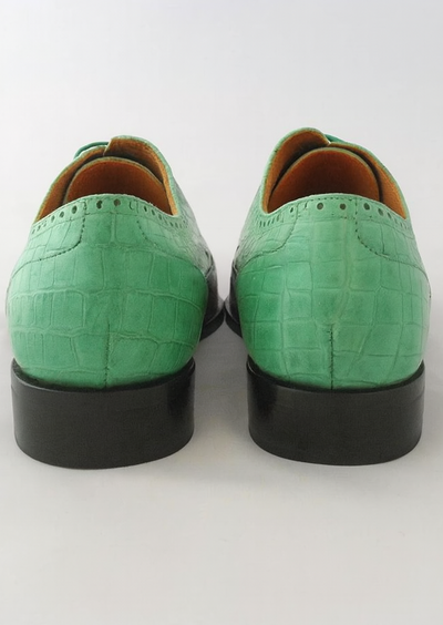 Mens Alligator Print - Crocodile Skin Wingtip Dress Shoes Dark Green and Kelly Green