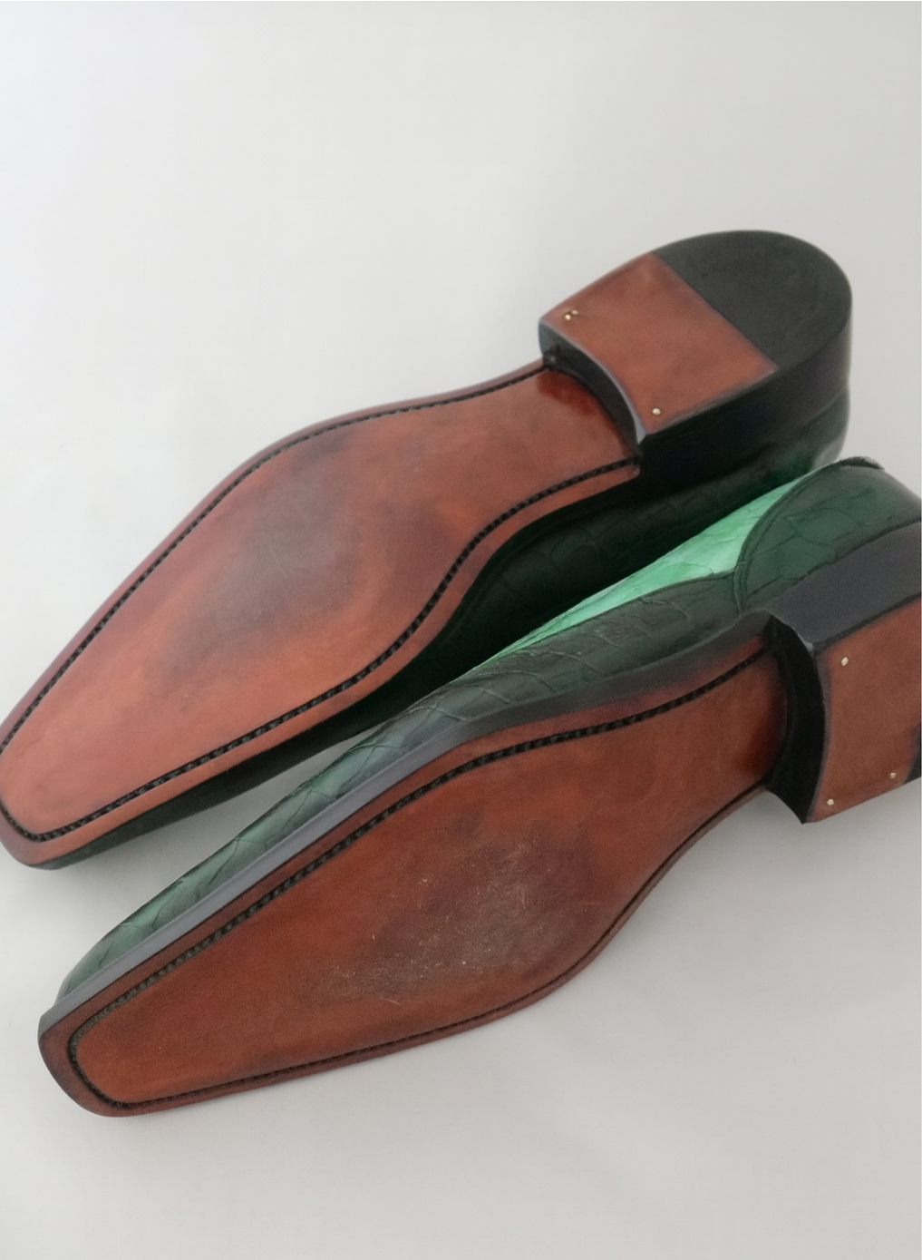 Mens Alligator Print - Crocodile Skin Wingtip Dress Shoes Dark Green and Kelly Green