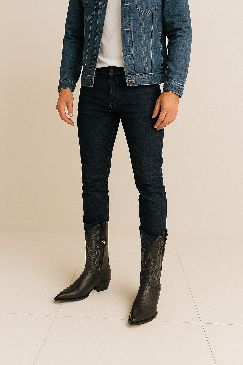 Mens Los Altos Genuine Deer Leather Boots Black Deerskin Boots - Deer Boots - Deer Skin Boots