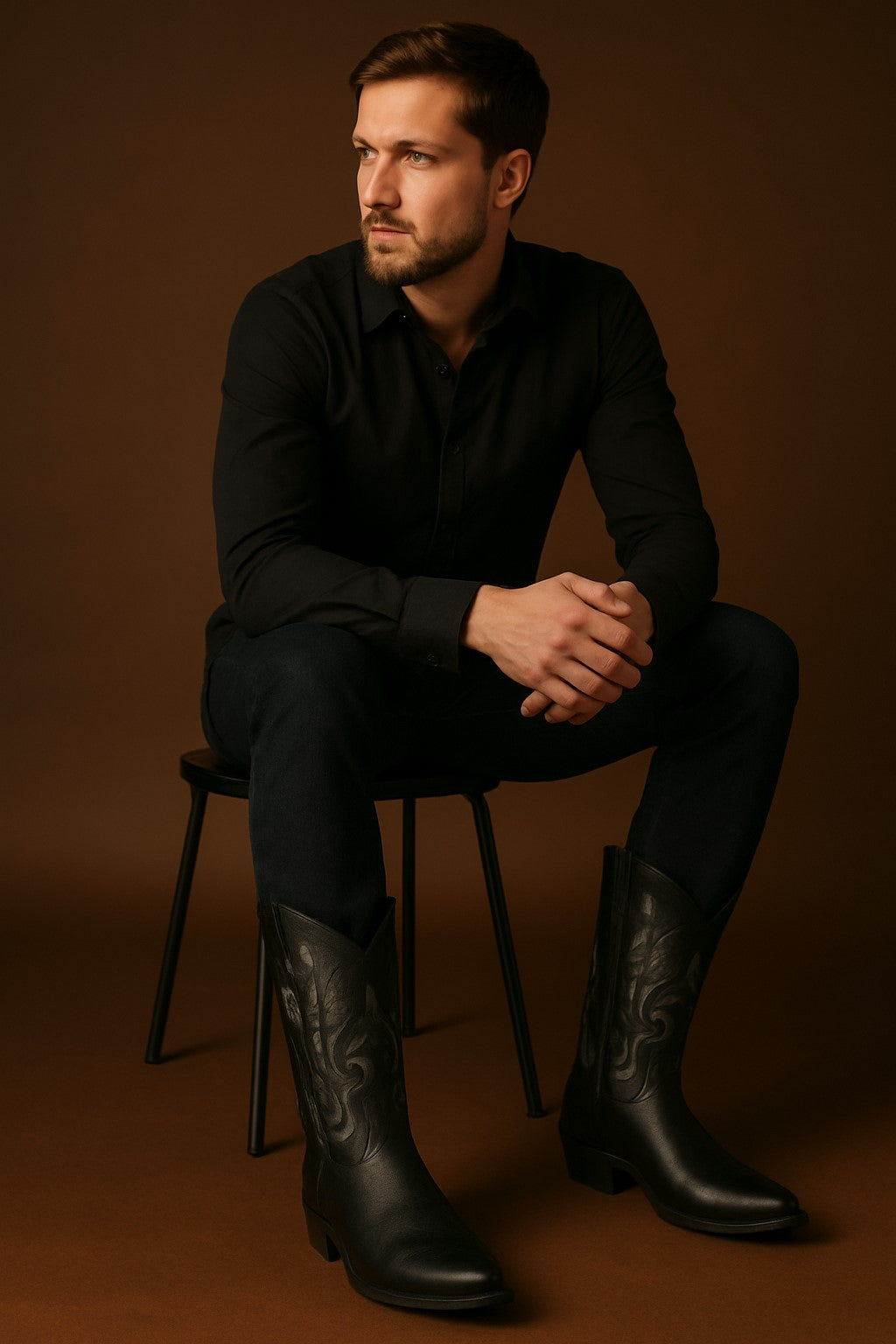 Mens Los Altos Genuine Deer Leather Boots Black Deerskin Boots - Deer Boots - Deer Skin Boots