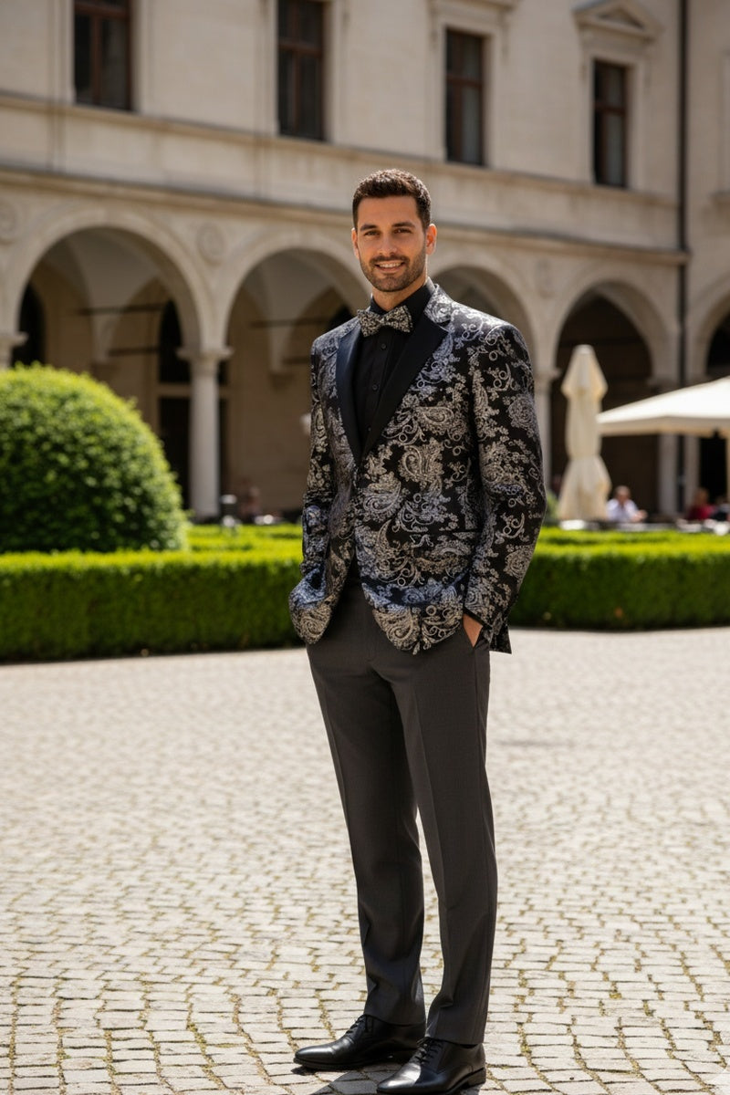 Mens Silver Tuxedo Jacket