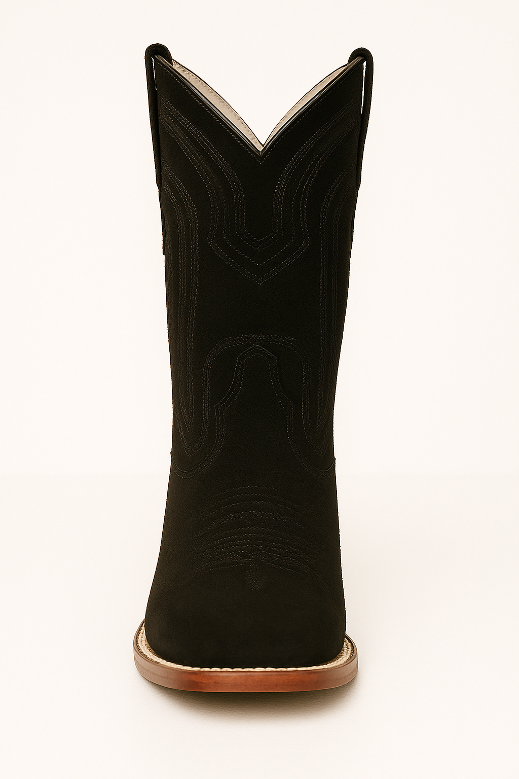 Mens Square Toe Cowboy Suede Boots Black