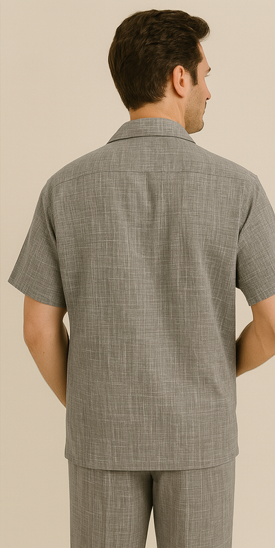 Mens Walking Suit - Casual Shirt and Pants - Grey