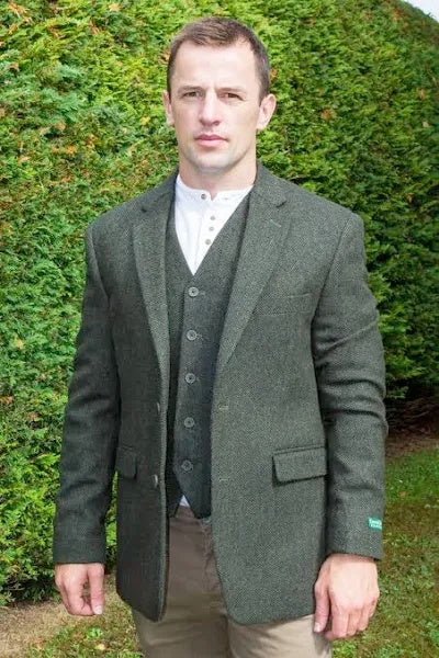 Mens Z-Dark Green Winter Blazer - Hunter Sport Coat jacket Modern Fit 2 Buttons Style Notch