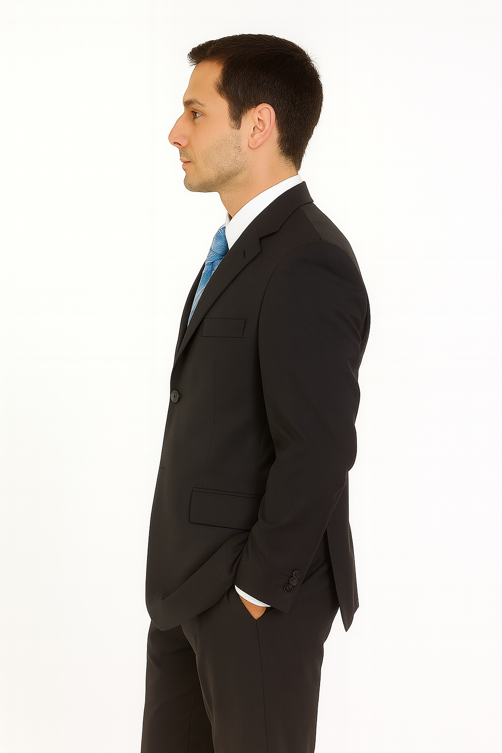 Milano Moda 3-Button Navy Suit for Men