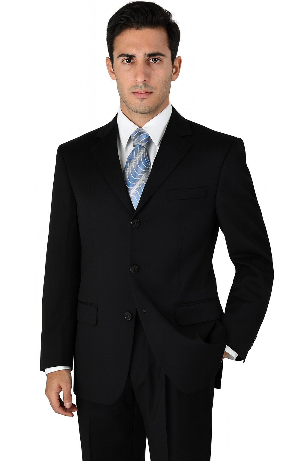 Milano Moda 3-Button Navy Suit for Men