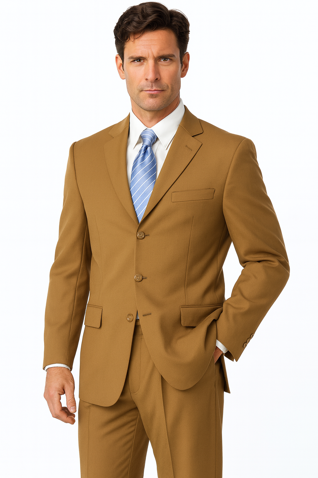Milano Moda 3-Button Navy Suit for Men