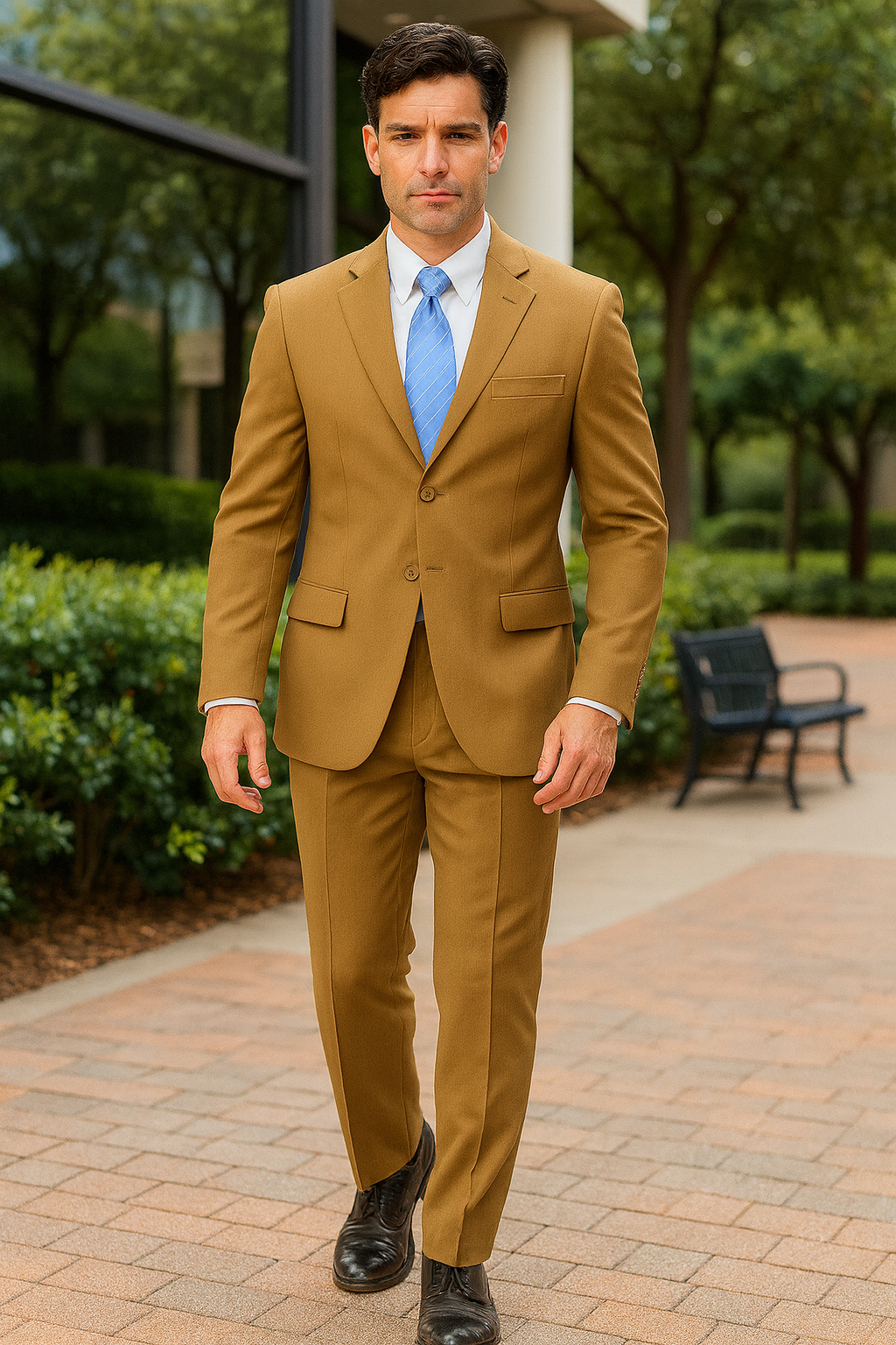 Milano Moda 3-Button Navy Suit for Men