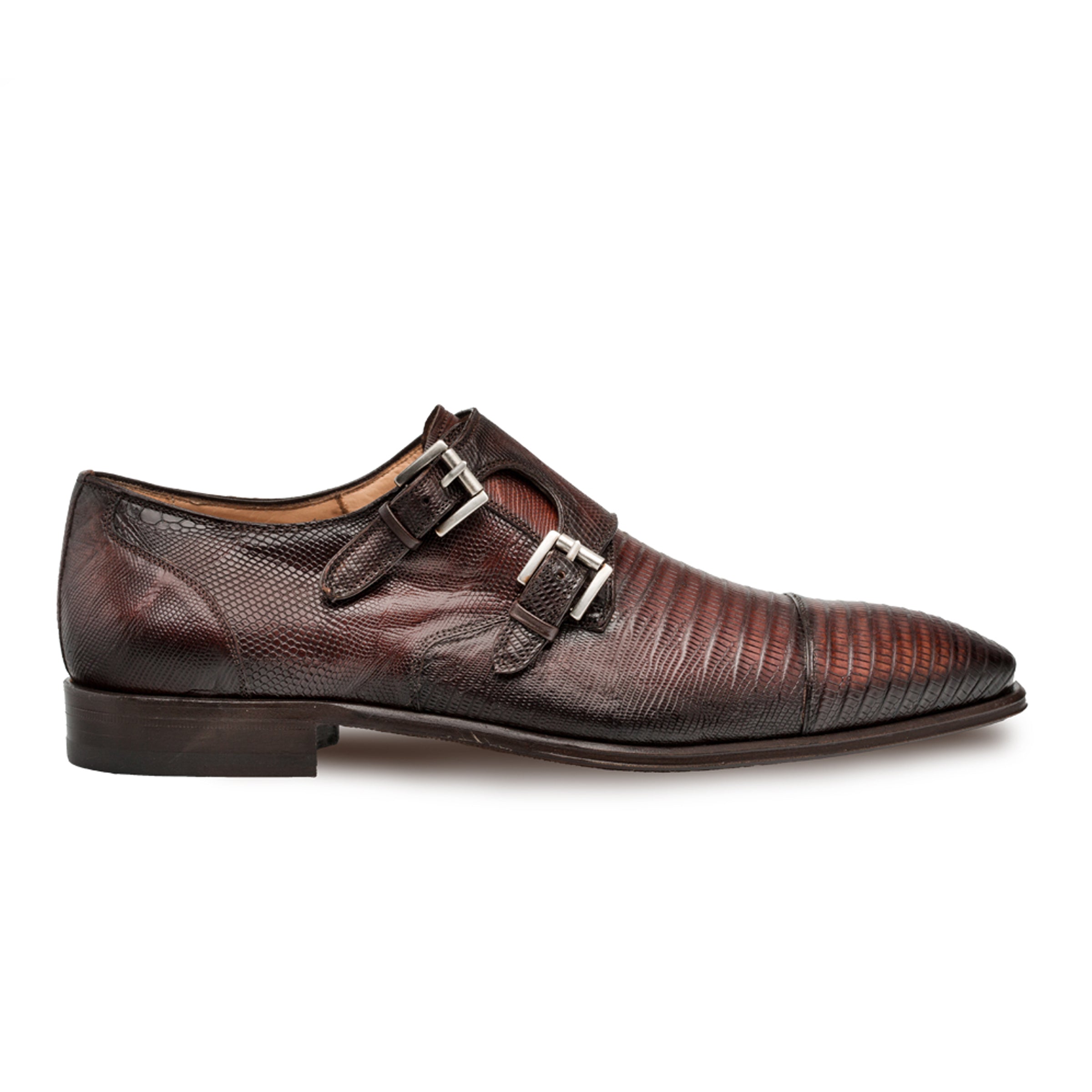 Mezlan Argentum Lizard Double Monk Strap Shoes