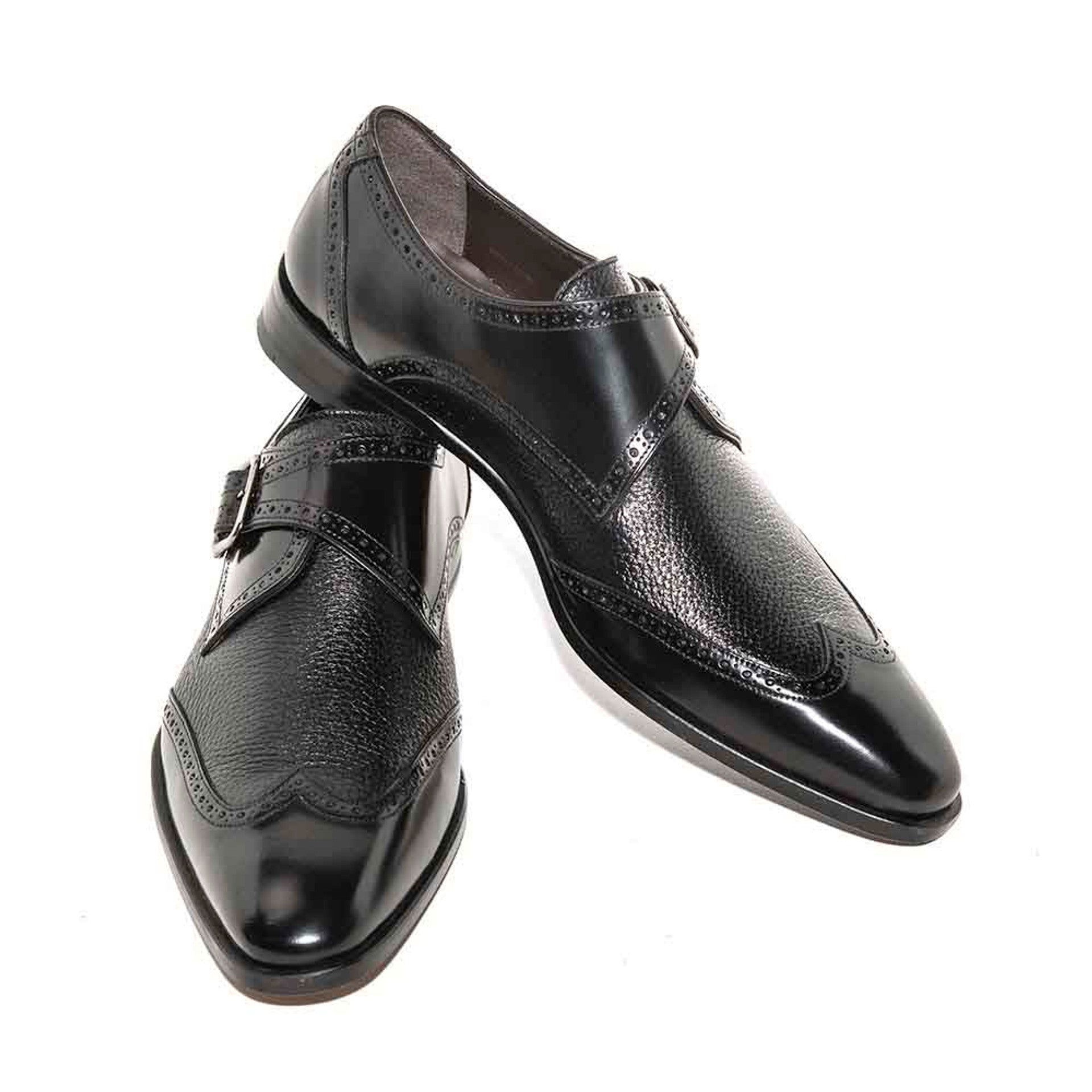 Senator By Mezlan Black Deerskin Monkstrap