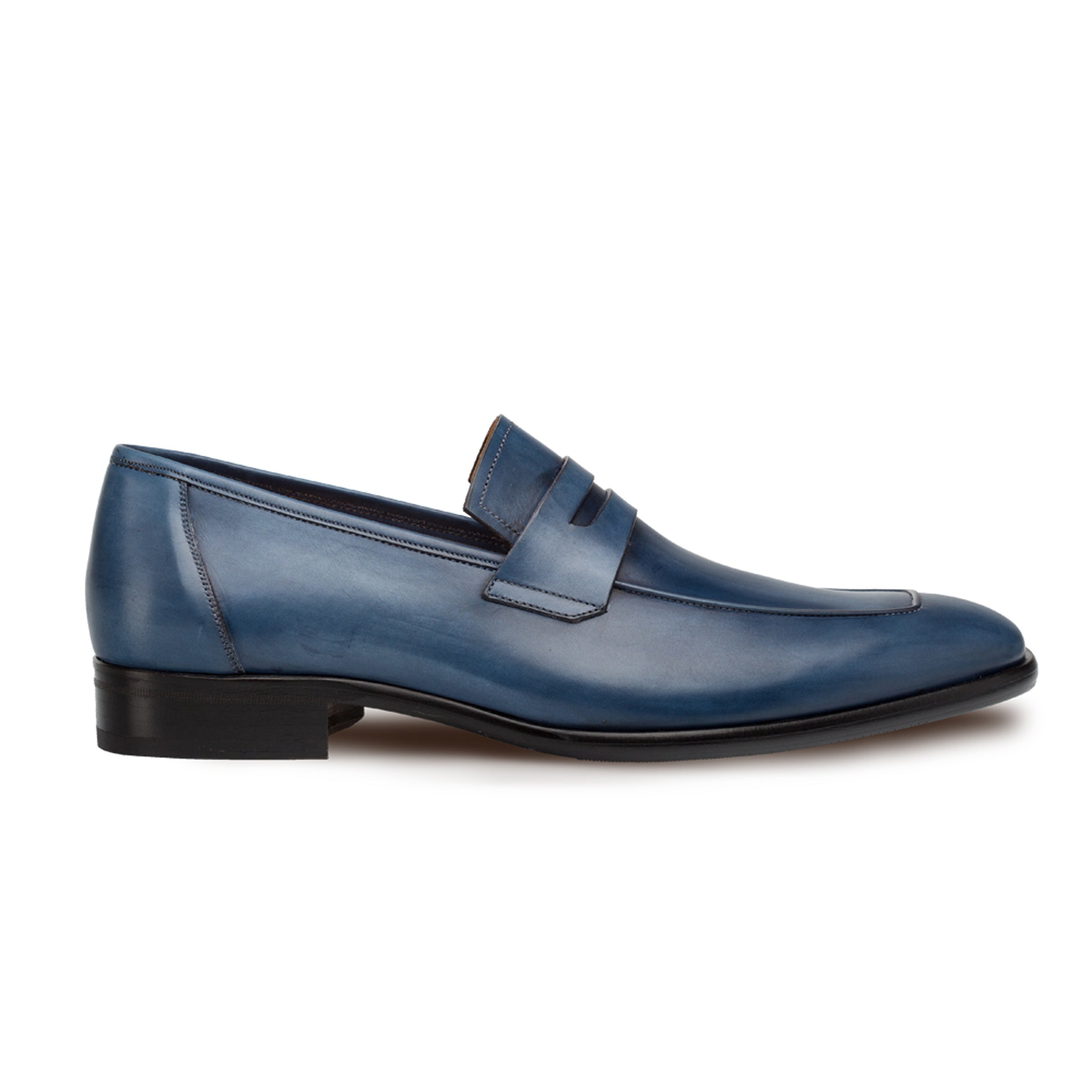 Mezlan Blue Calfskin Slip-On Penny Loafer