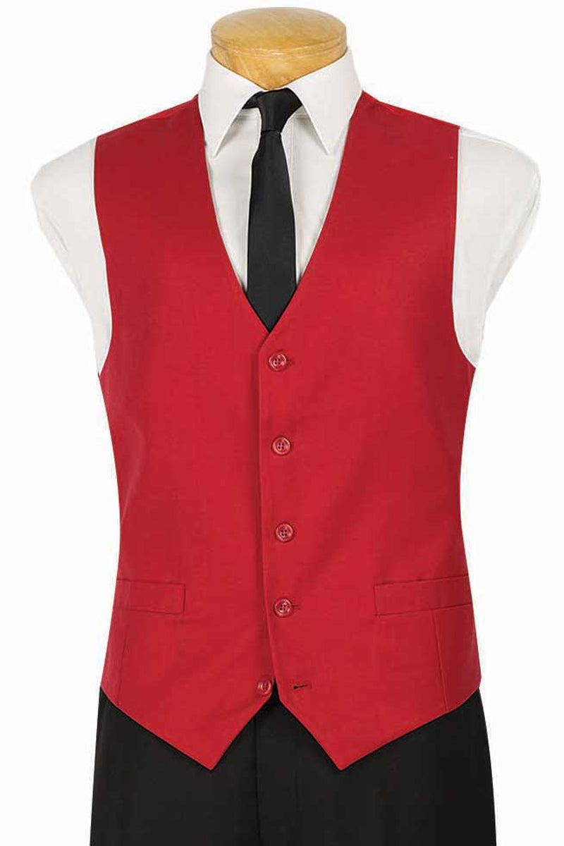 Men's Red Classic 5 Button Suit Vest