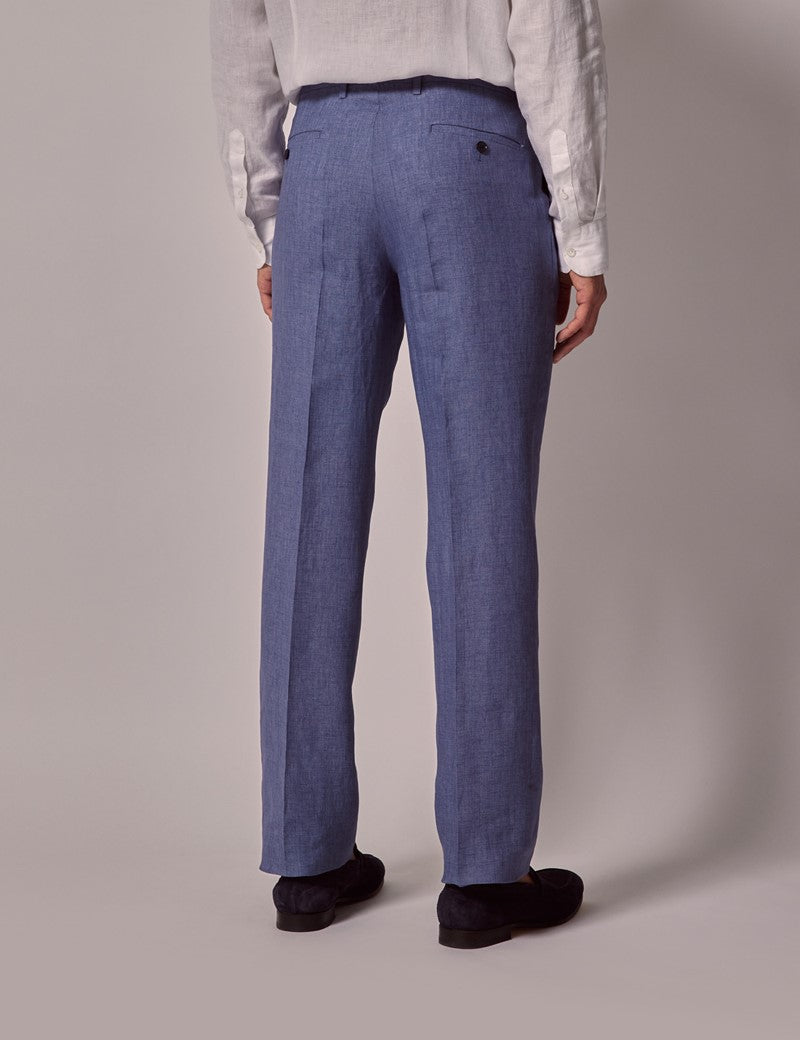 Men's Mid Blue Linen Suit for Summer Weddings