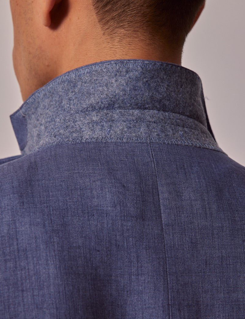 Men's Mid Blue Linen Suit for Summer Weddings