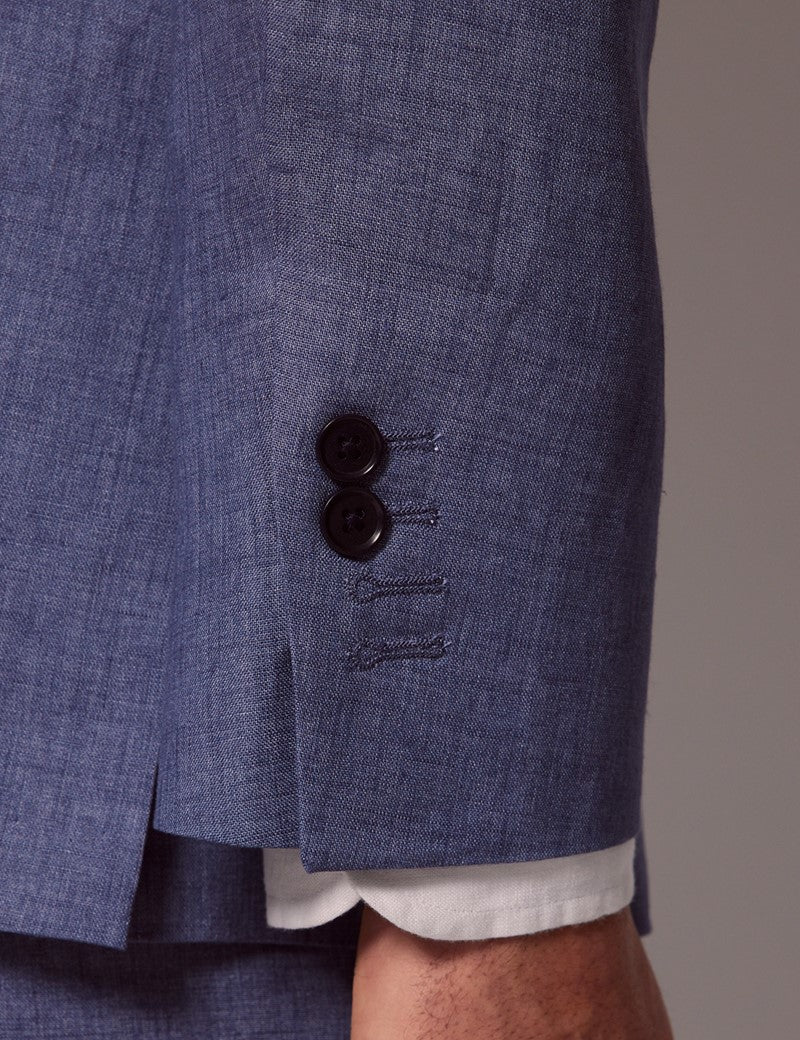 Men's Mid Blue Linen Suit for Summer Weddings