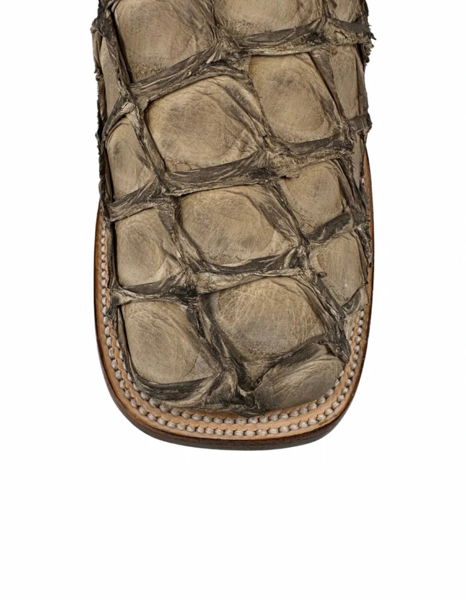 Men's Mocha Pirarucu Wide Square Toe Boot