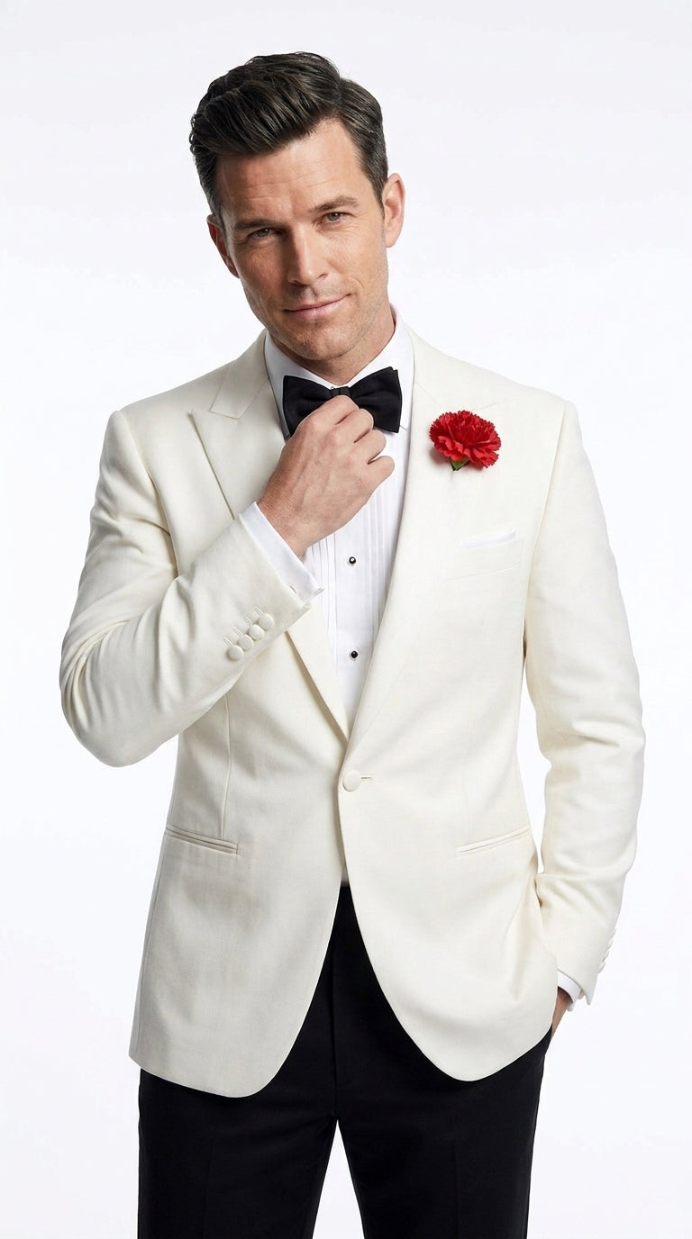 Men’s James Bond Inspired White Suit Costume, Classic Spy Formal Tuxedo Dinner Jacket Outfit