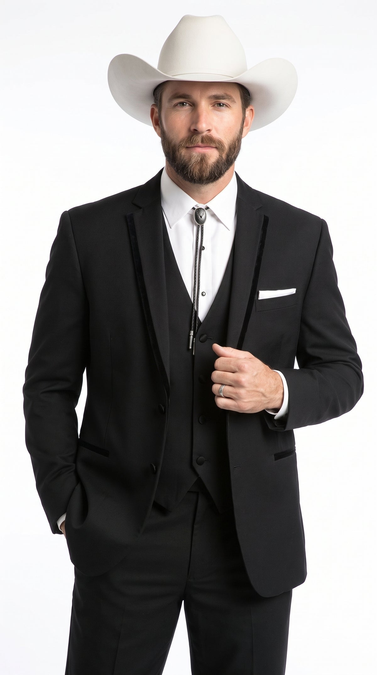 Men’s Black Western Wedding Tuxedo, Country Traje Vaquero Formal Suit