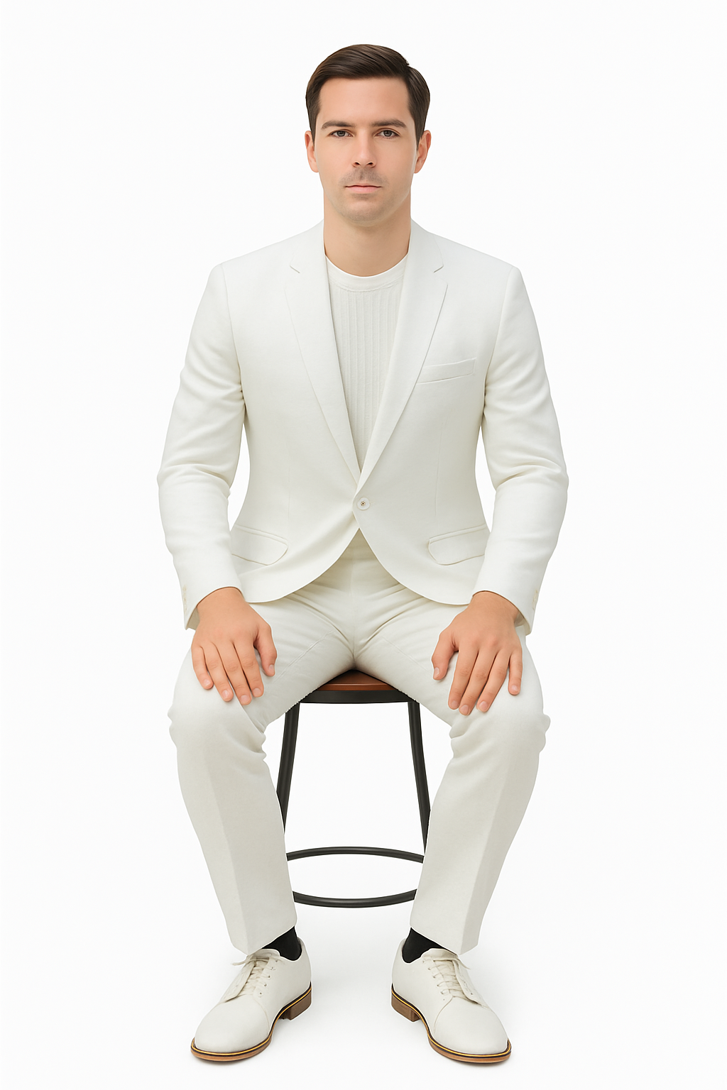 Two Piece Linen Suit Hybrid Fit No Collar