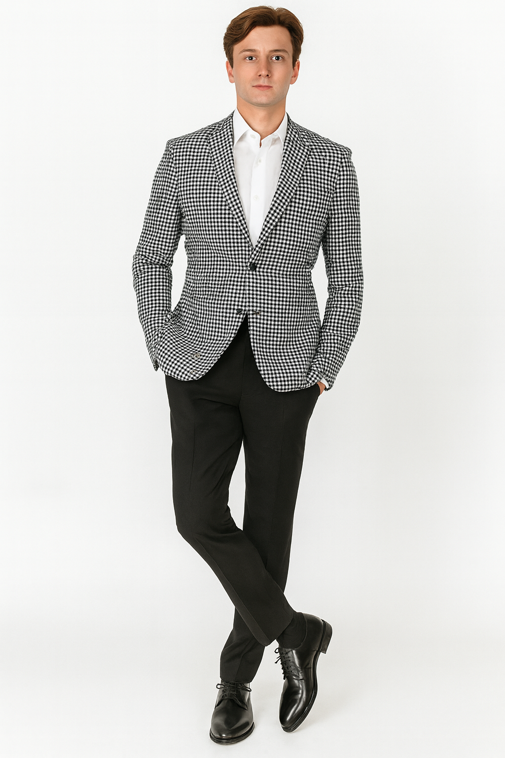 Houndstooth Blazer - Houndstooth Sport Coat - Black and White Checker Jacket