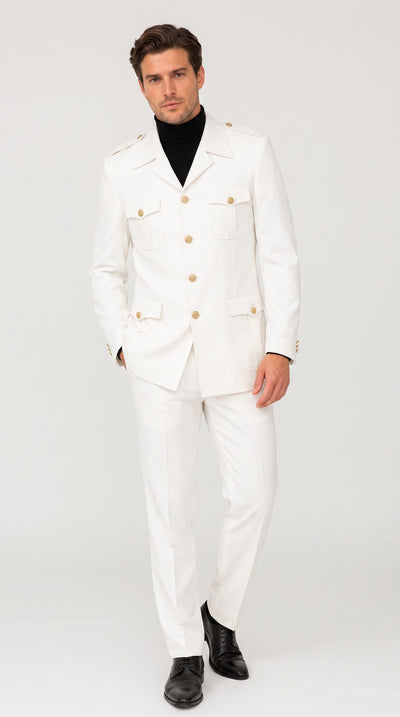 Rossi Man DUKE RM1762 Men’s White 3 Piece Suit, Modern Tailored Formal Wedding Dress Suit