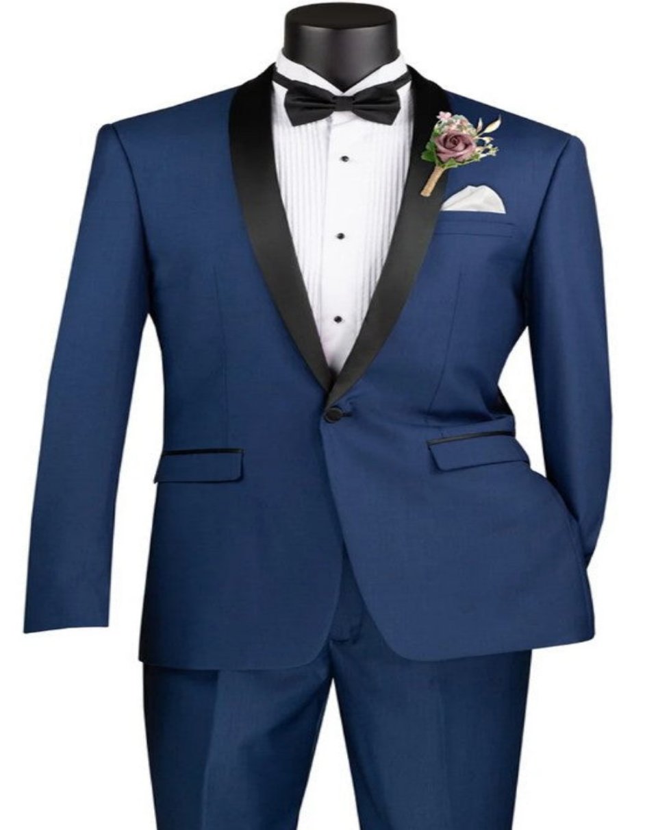 Shawl Lapel Blue Prom Suit for Men