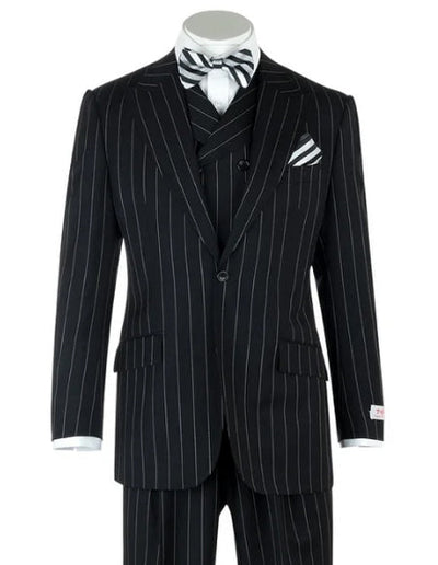 Menβs Black Birdseye Modern Fit Wool Suit & Vest