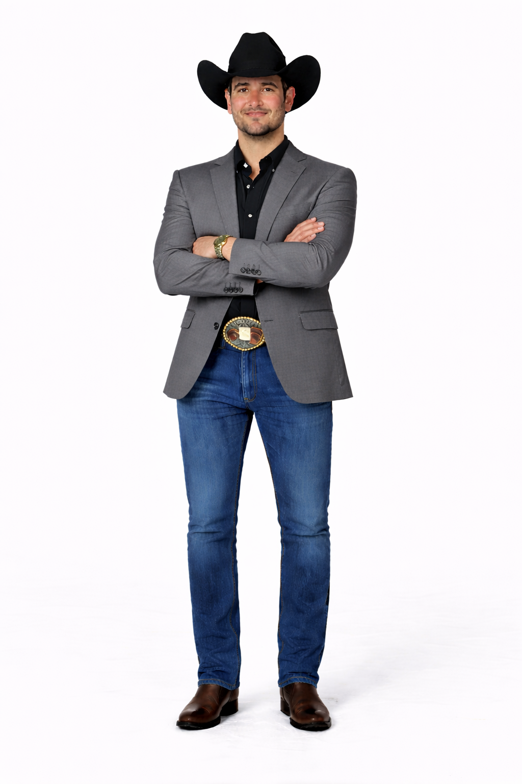 Modern Cowboy Blazer for Men – Grey Western Jacket with Style