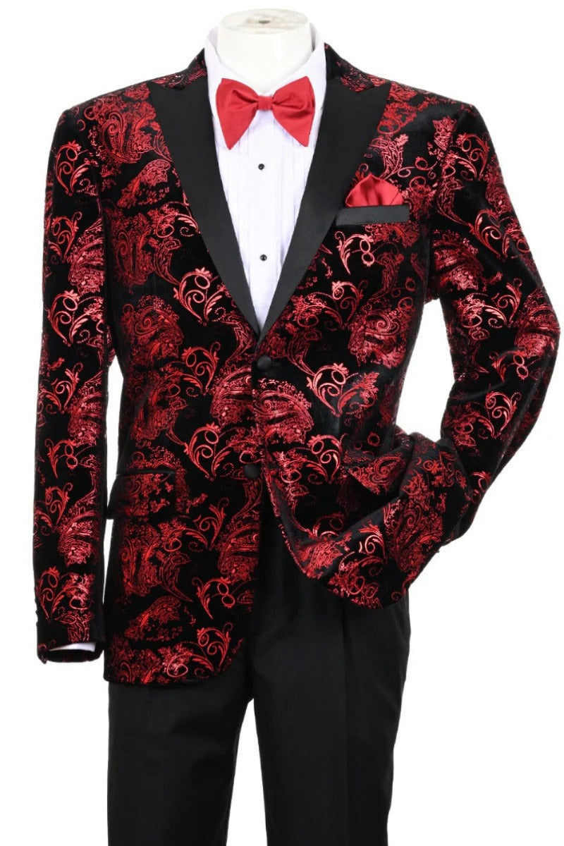 Modern Fit Velvet Paisley Foil Tuxedo Jacket