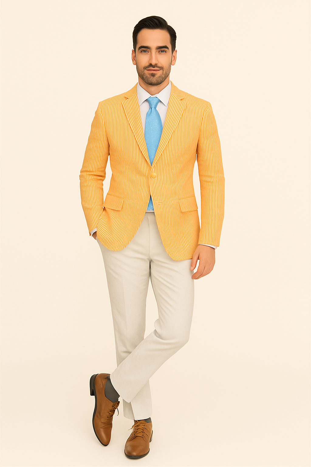 Striped Seersucker Orange Blazer