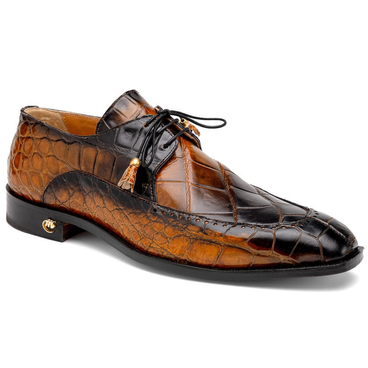 Mauri Toffee Black Alligator Dress Shoes for Men