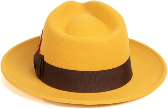 Gangster Mustard Crushable Wool Fedora Hat