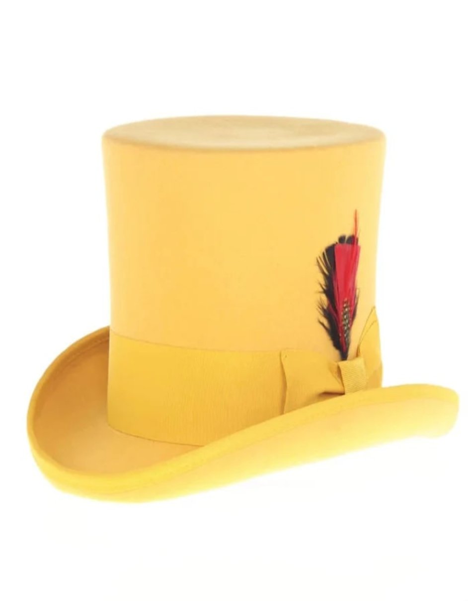 Victorian Steampunk Top Hat - Classic Mustard Wool