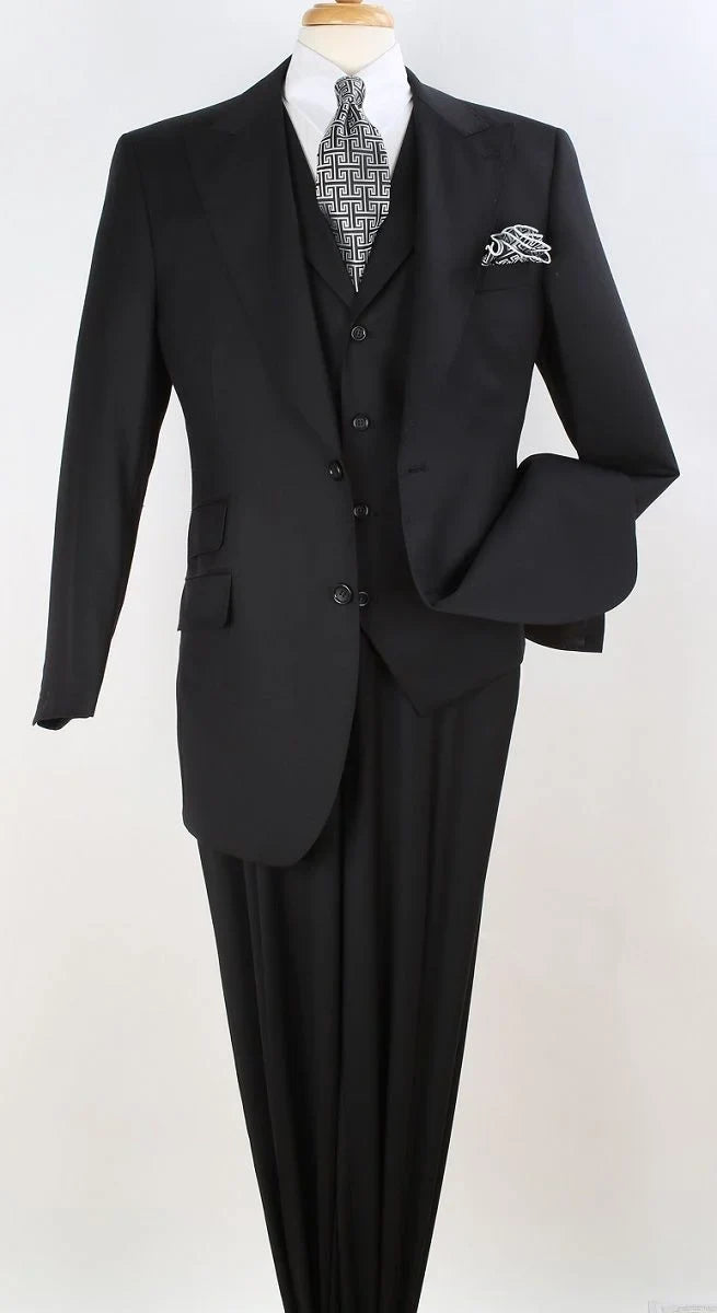 Apollo King Men's Outlet 100% Wool 3pc Fashion Suit Stylish Peak Lapel