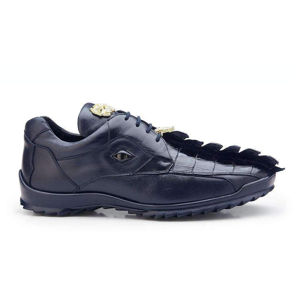 Belvedere Vasco Night Blue Hornback Crocodile Sneakers