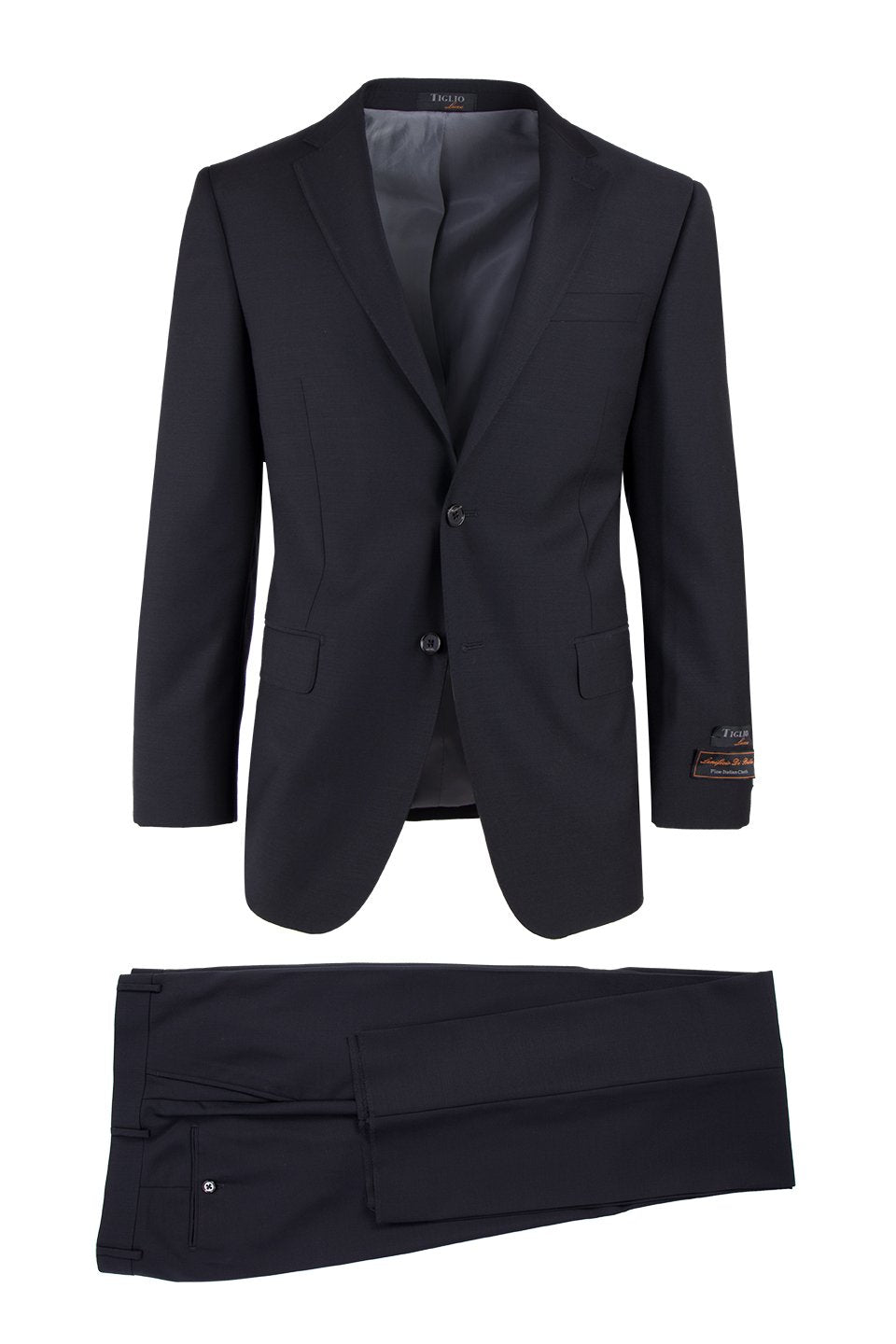 Novello Black Modern Fit Wool Suit by Tiglio Luxe