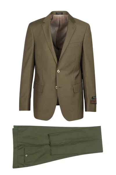 Novello Olive Modern Fit Wool Suit by Tiglio Luxe
