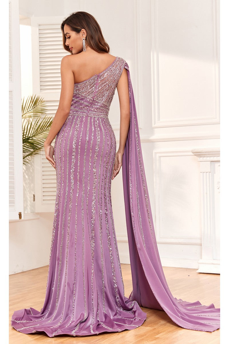 High Couture NR2301 Beaded Long Fitted Formal Glitter Evening Dress
