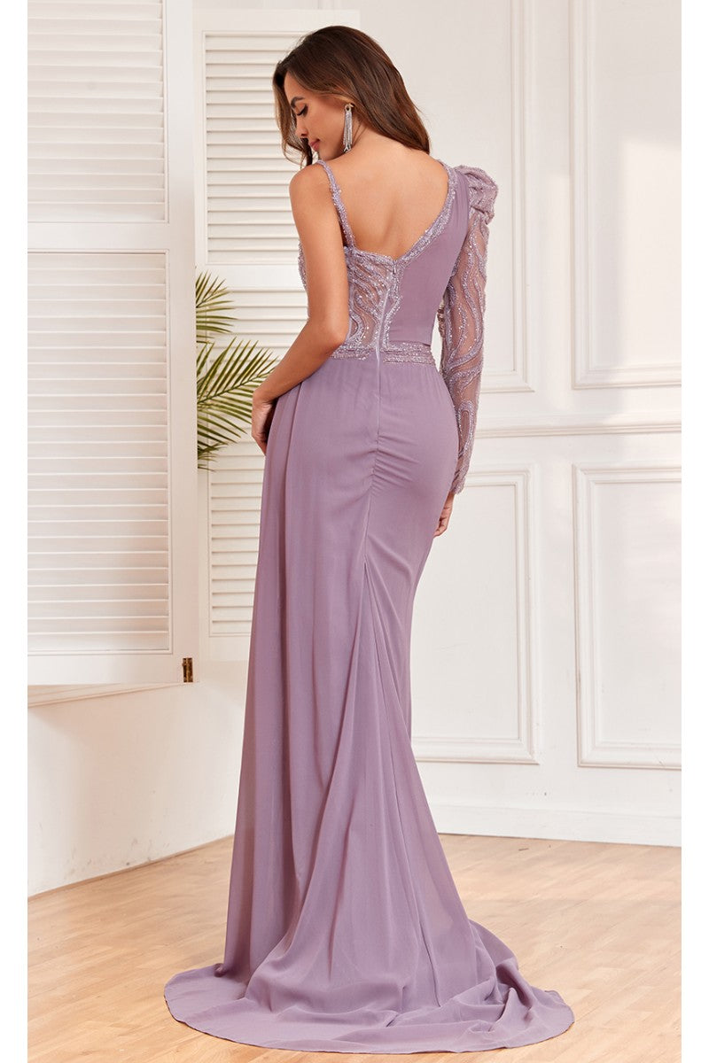 High Couture NR2313 Fitted Slit Formal Long Evening Beaded Dress