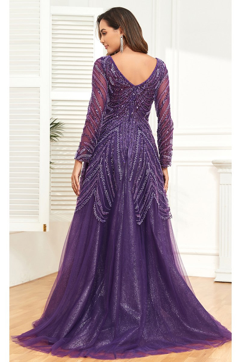 High Couture NR2328 Long Formal Slit Beaded Evening Overskirt Dress