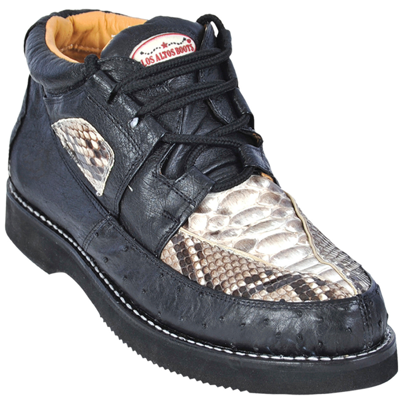 Natural & Black Python Ostrich Skin Sneakers