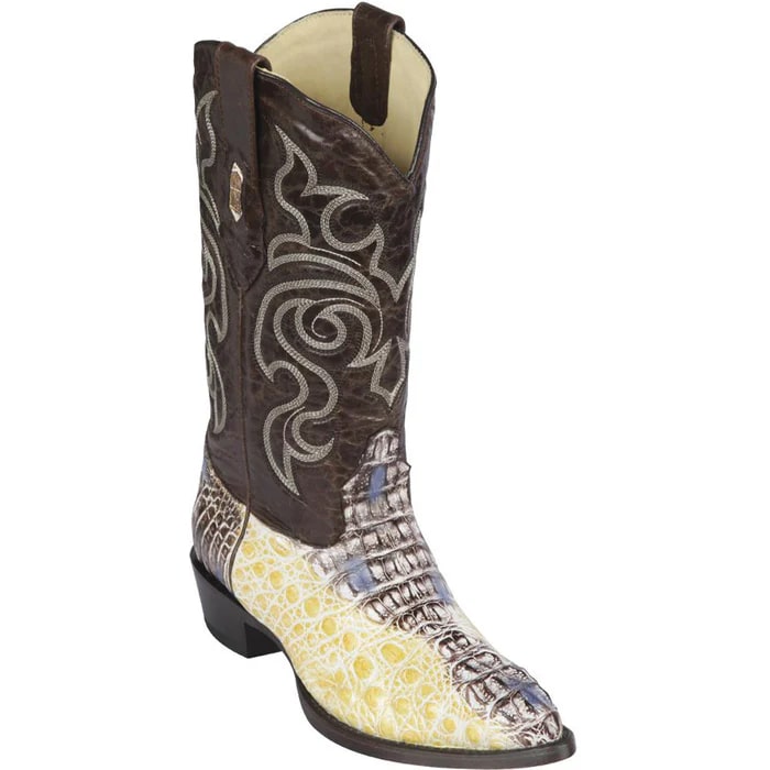 Natural Caiman J Toe Cowboy Boots by Los Altos