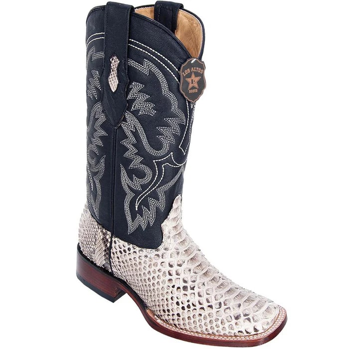 Natural Python Square Toe Cowboy Boots