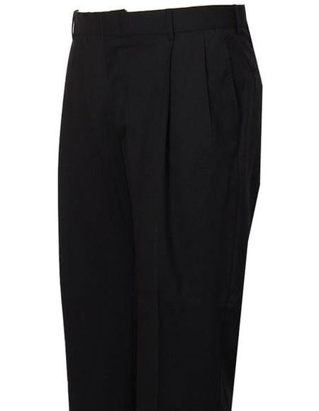 Men's Navy Stylish Pleated Atticus Classic Fit Wool Pant unhemmed unfinished bottom