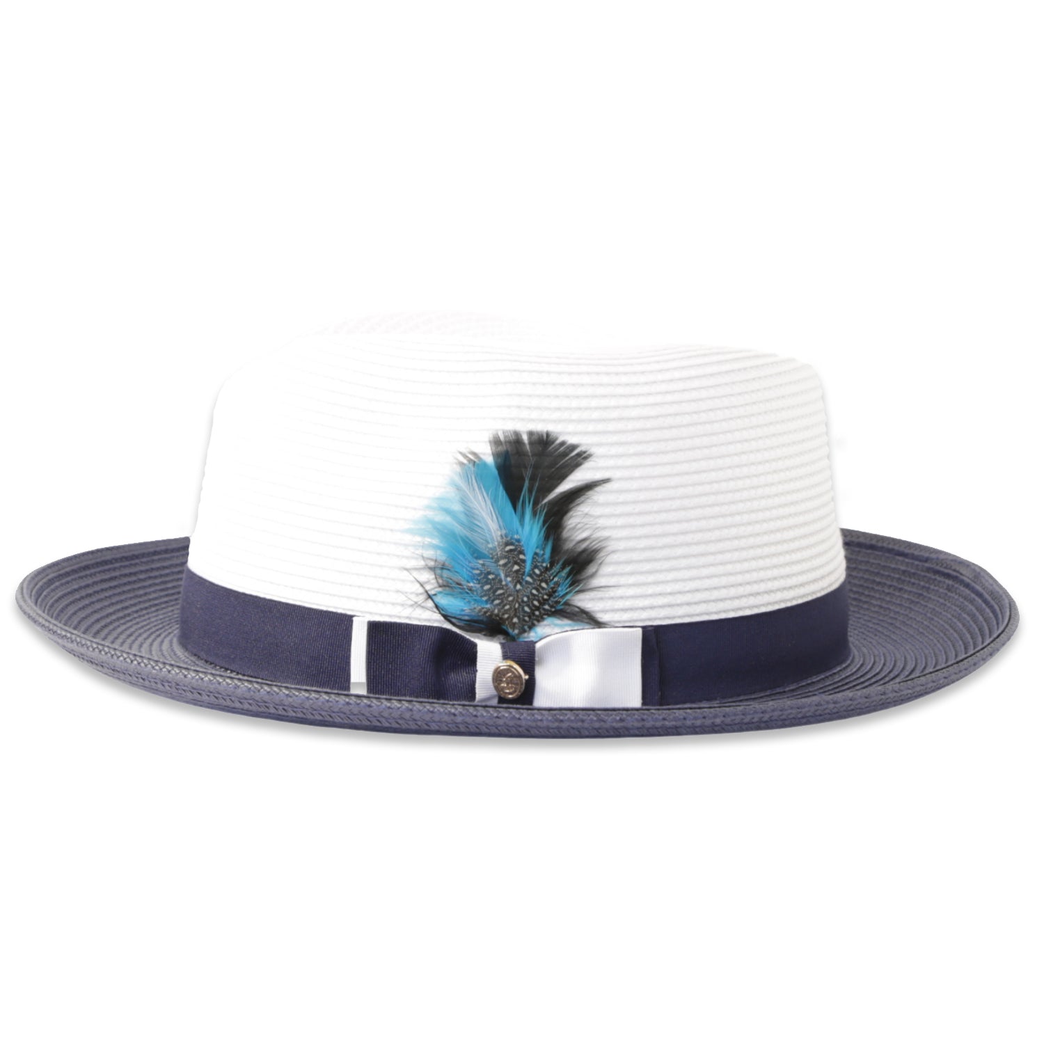 Tapa Two-Tone Navy and White Fedora – Men’s Crushable Straw Dress Hat