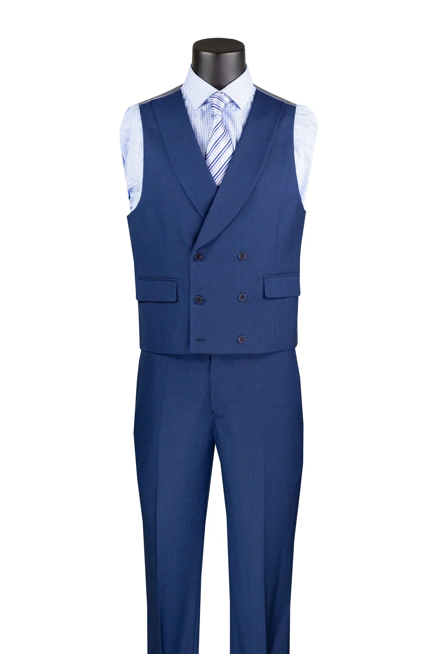 Navy Modern Fit 3-Piece Suit with Lapel Vest