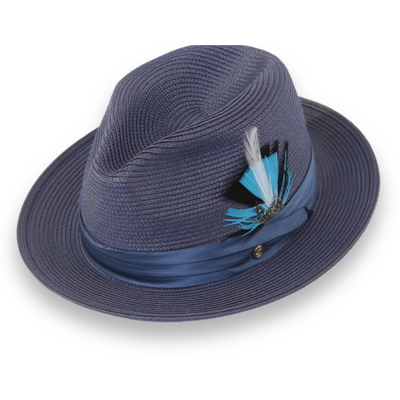 Tapa Navy Fedora β Menβs Crushable Straw Dress Hat