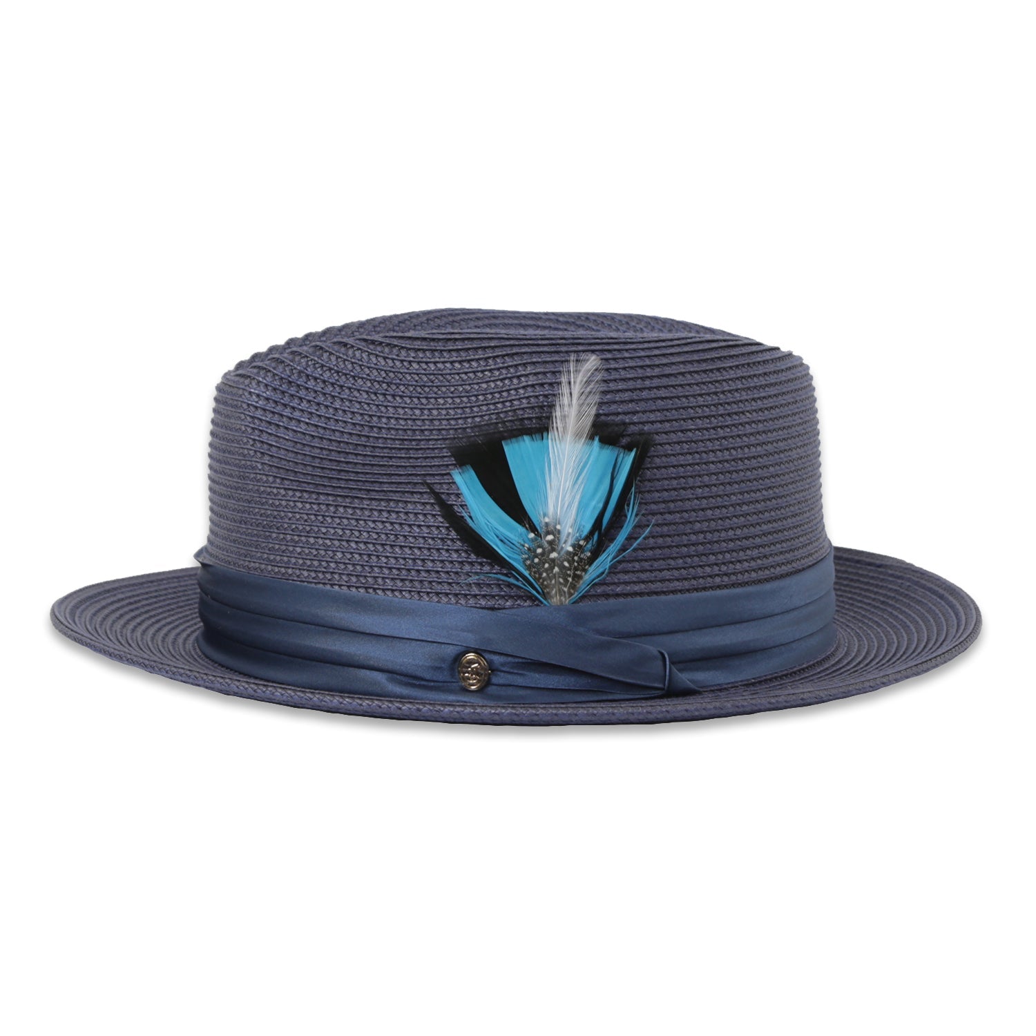 Tapa Crushable Straw Fedora Hat in Navy